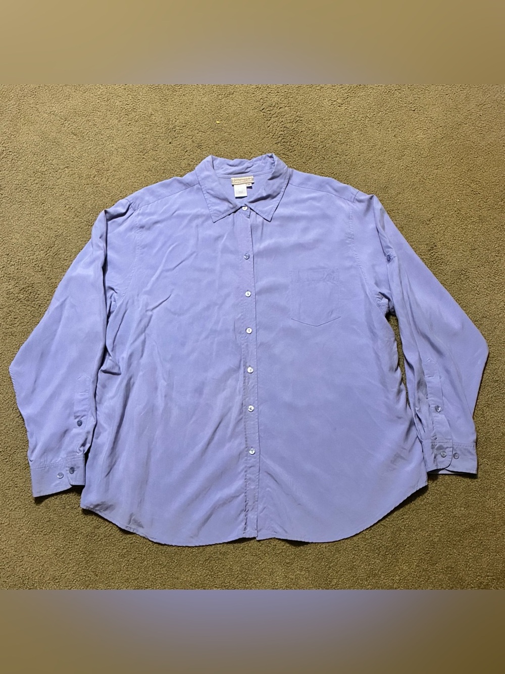 Women’s Coldwater Creek Blue Silk Button Up Blouse 3X Career Business Shirt Top